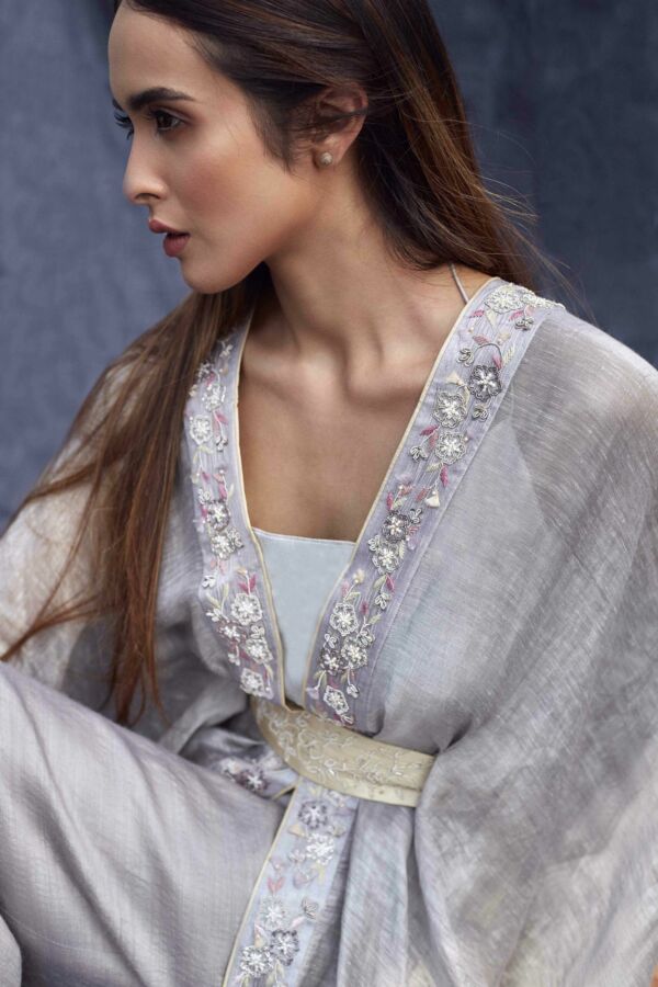 Silk Hand Embroidered Kaftan Set