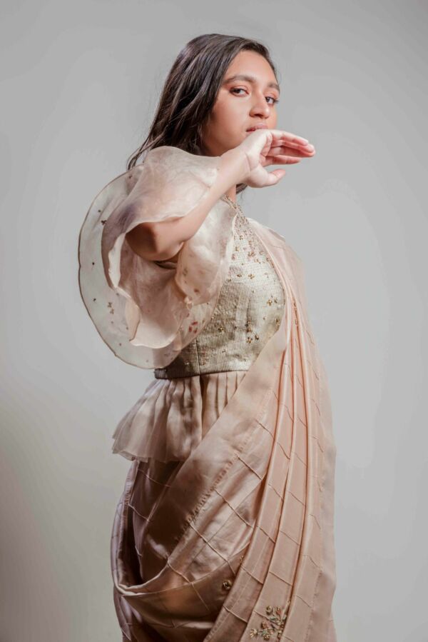Silk chanderi embroidered saree set