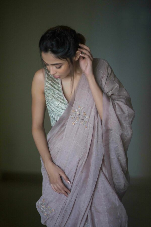 Fringe Blouse And Embroidered Dupatta Set