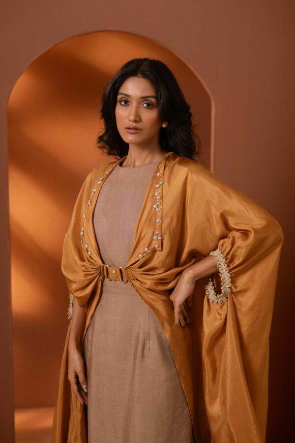 Silk Dress And Draped Jacket Set