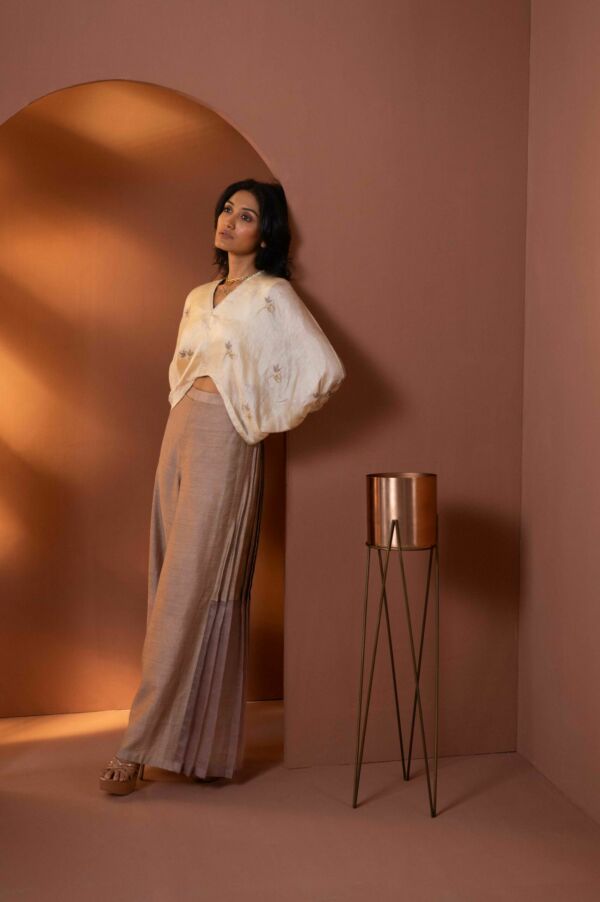 Tussar Silk Embrodered Top Set