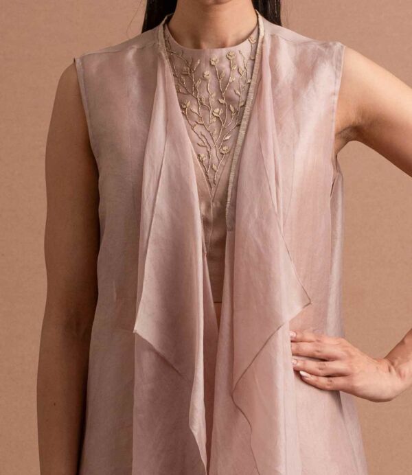 Silk jacket and flared pant set
