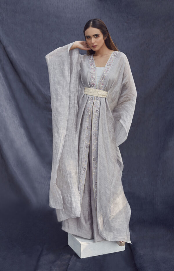 Silk Hand Embroidered Kaftan Set