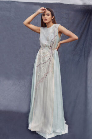 Silk Organza Layered Panel Dress