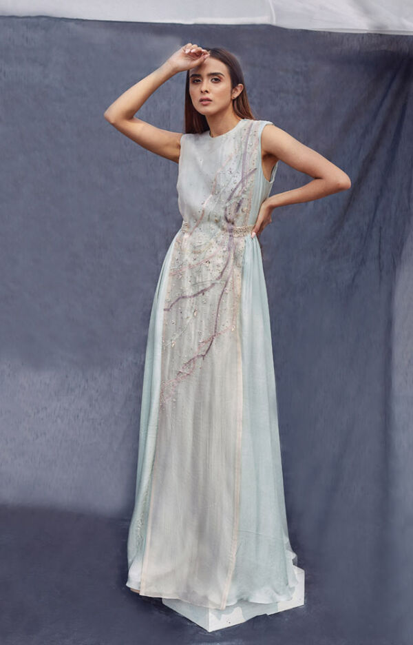 Silk Organza Layered Panel Dress