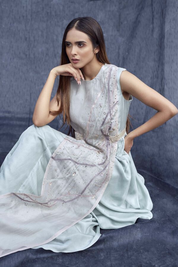 Silk Organza Layered Panel Dress