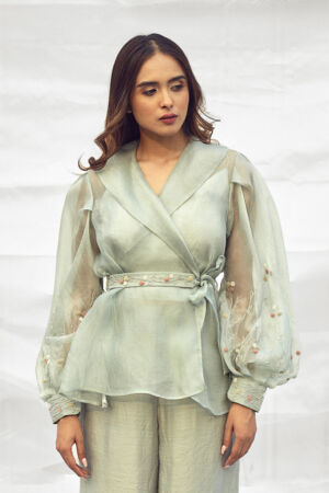 Silk Organza Embroidered Top