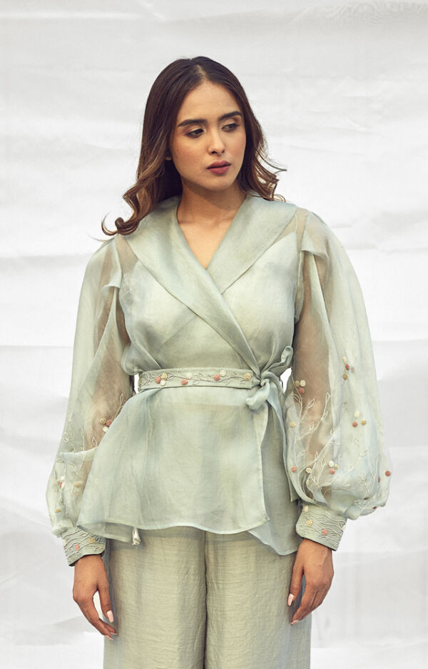 Silk Organza Embroidered Top