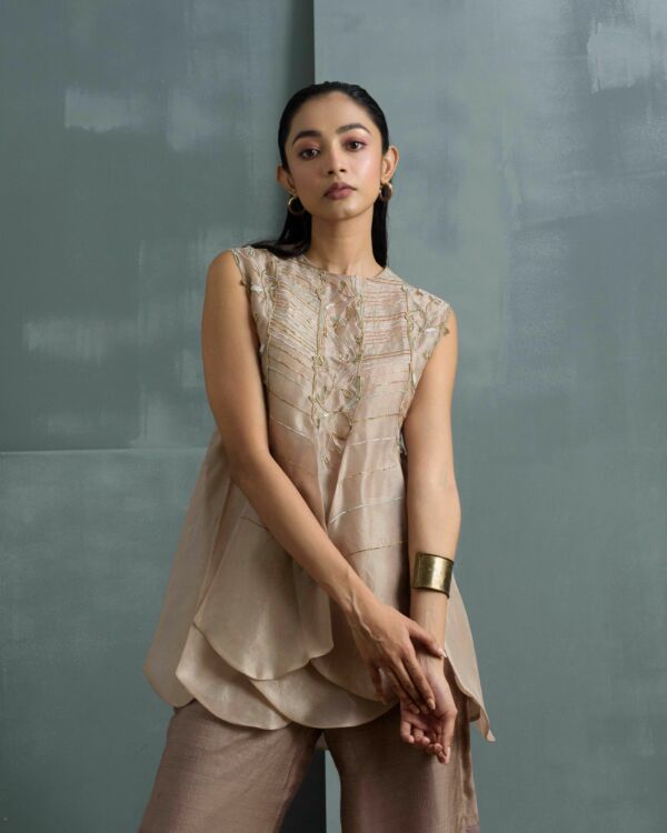 Silk Organza Hand Embroidered Top