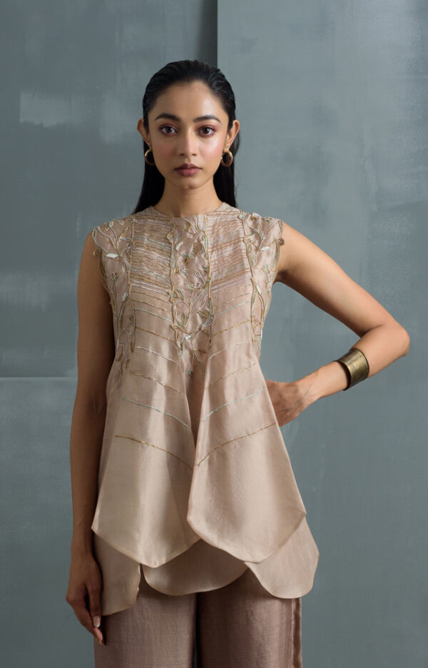 Silk Organza Hand Embroidered Top