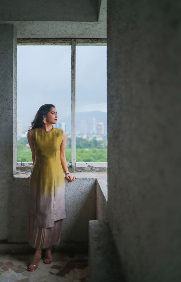 Silk Dress With Organza Detail