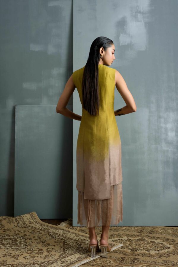 Silk Dress With Organza Detail