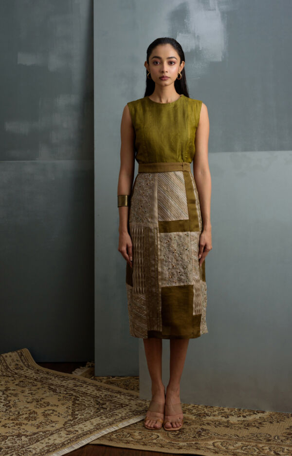 Silk Hand Emboidered Patchwork Dress