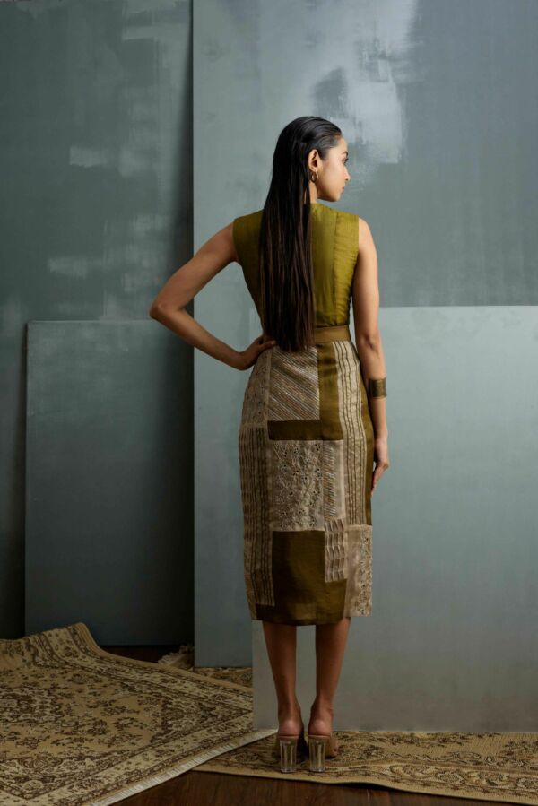 Silk Hand Emboidered Patchwork Dress