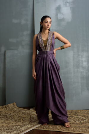 Silk Draped Jacket Set