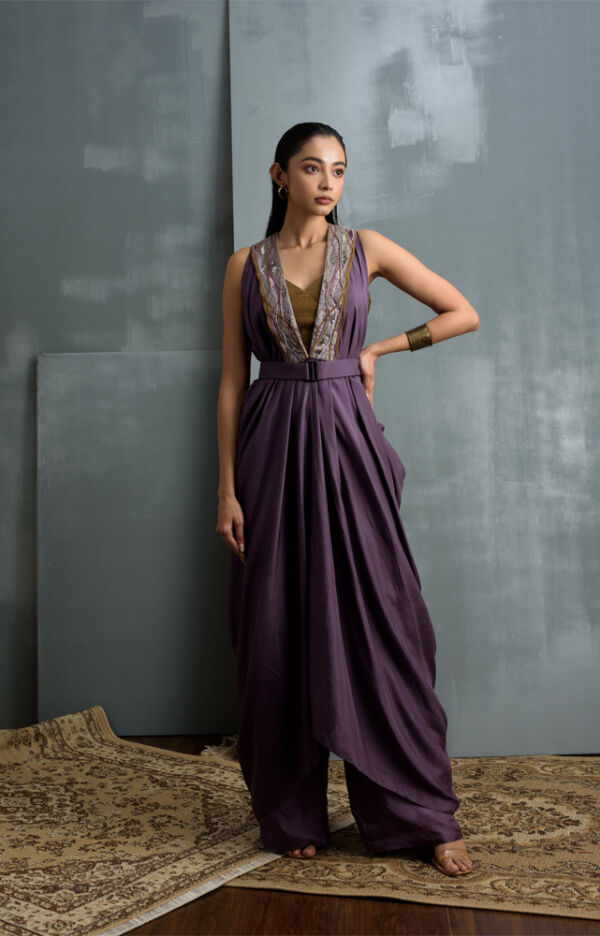 Silk Draped Jacket Set