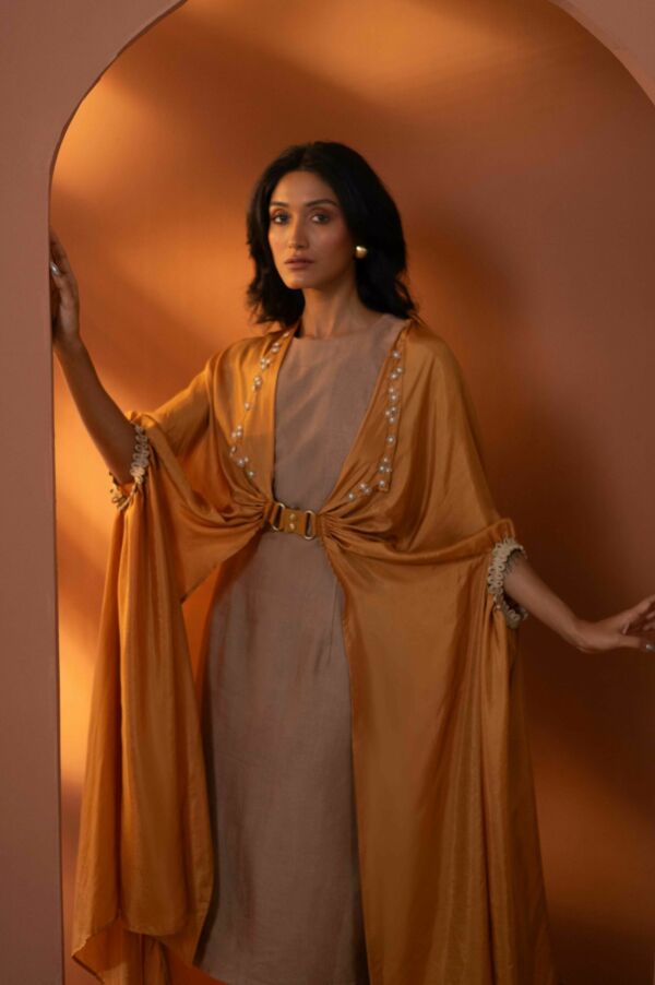 Silk Dress And Draped Jacket Set