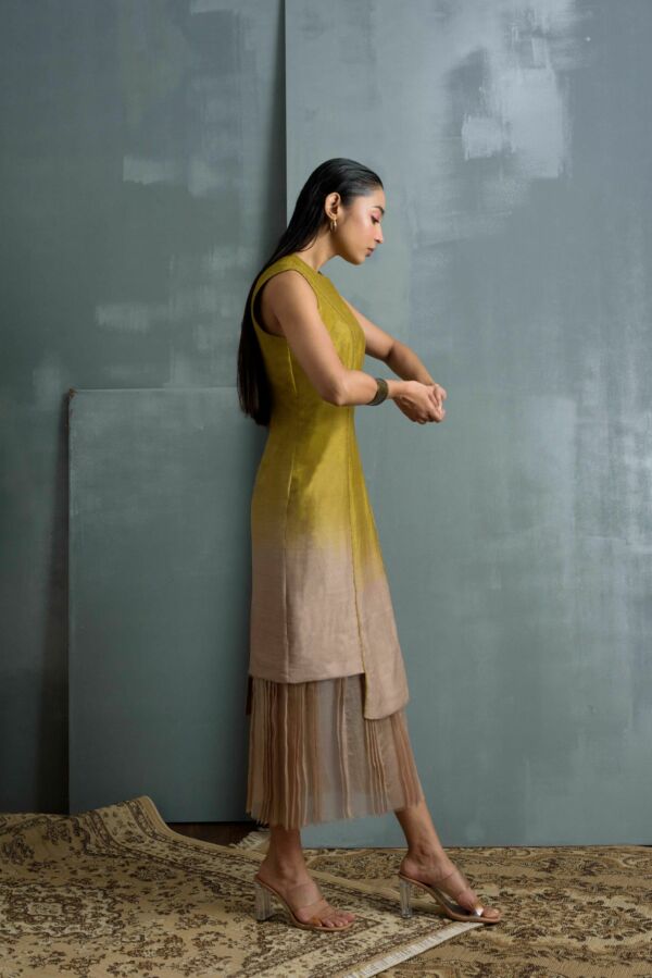 Silk Dress With Organza Detail