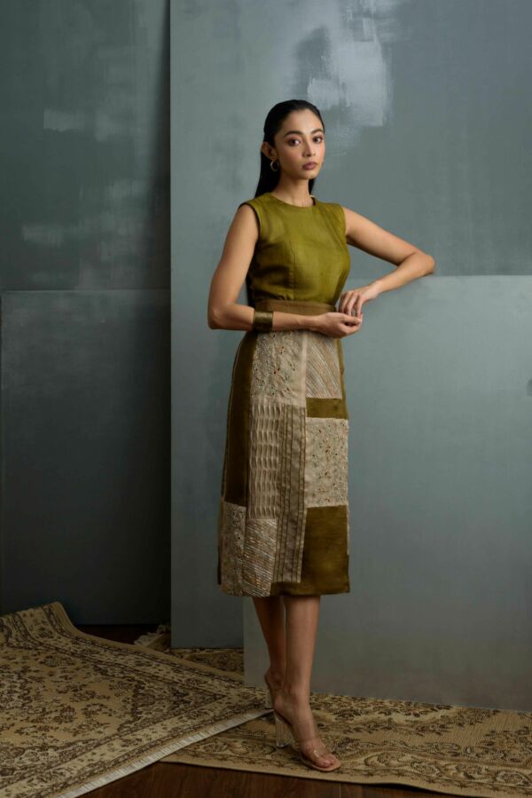 Silk Hand Emboidered Patchwork Dress