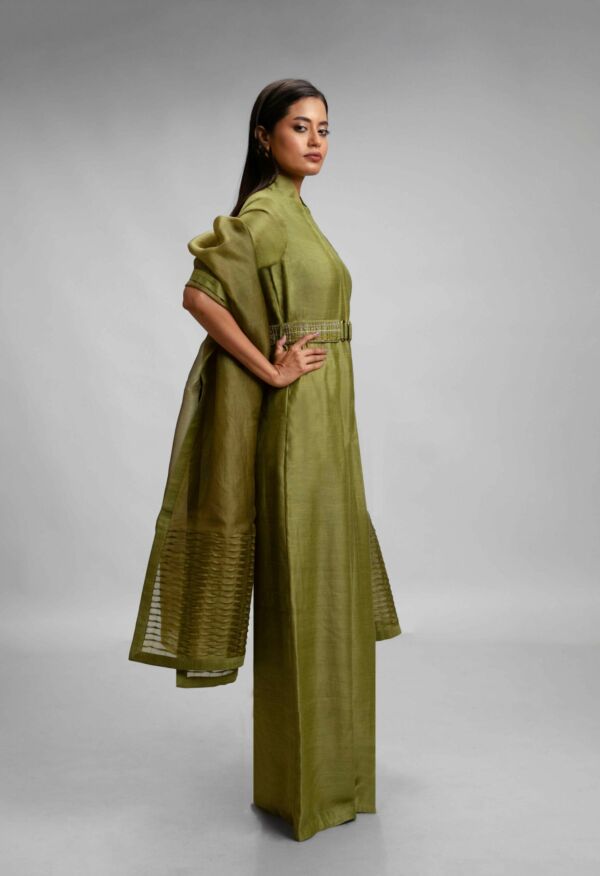 Silk Jumpsuit And Dupatta Set