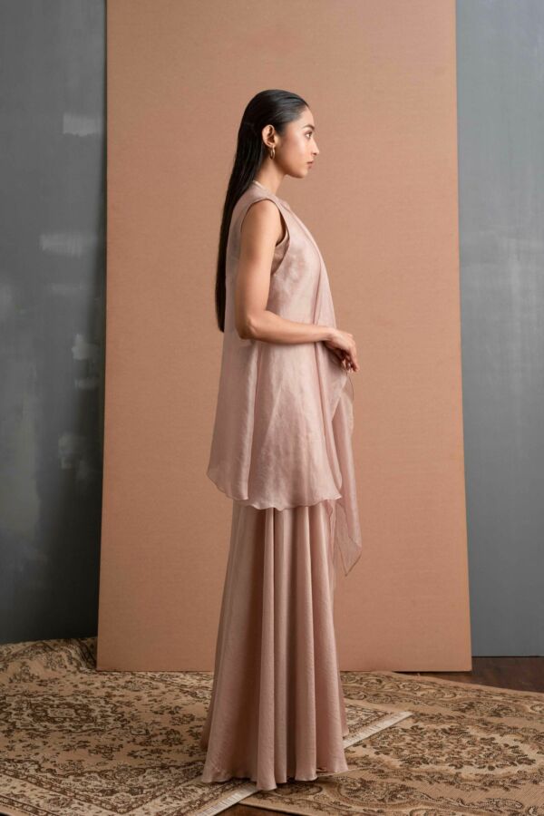 Silk jacket and flared pant set