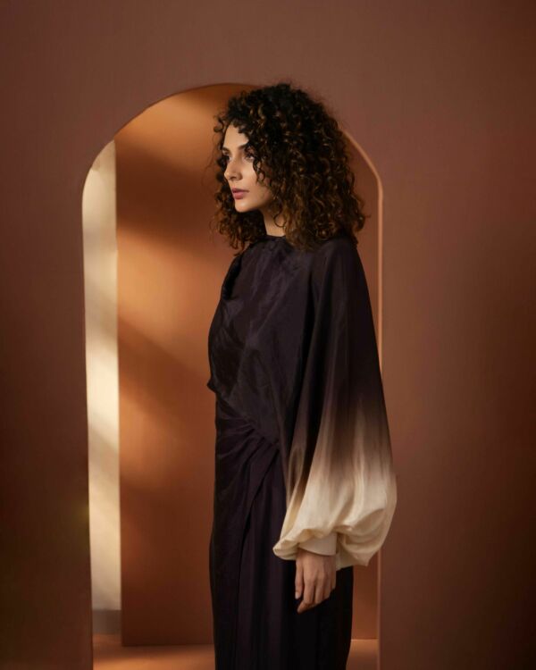 Ombre Silk Cape Jumpsuit Set