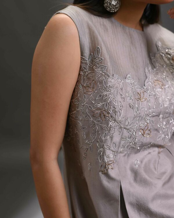 Silk Hand Embroidered Top Set