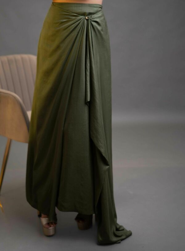 Silk  Draped Top And Skirt Set