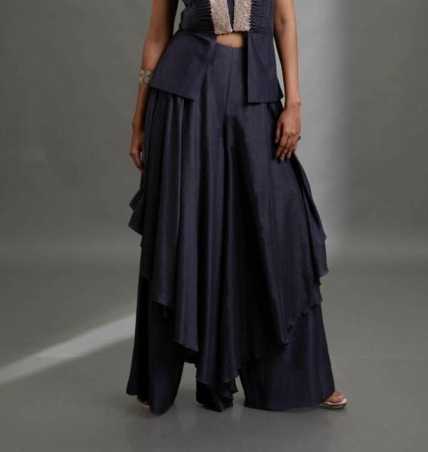 Silk jacket and layered pant set