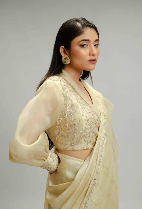Tussar Silk And Organza Saree Set