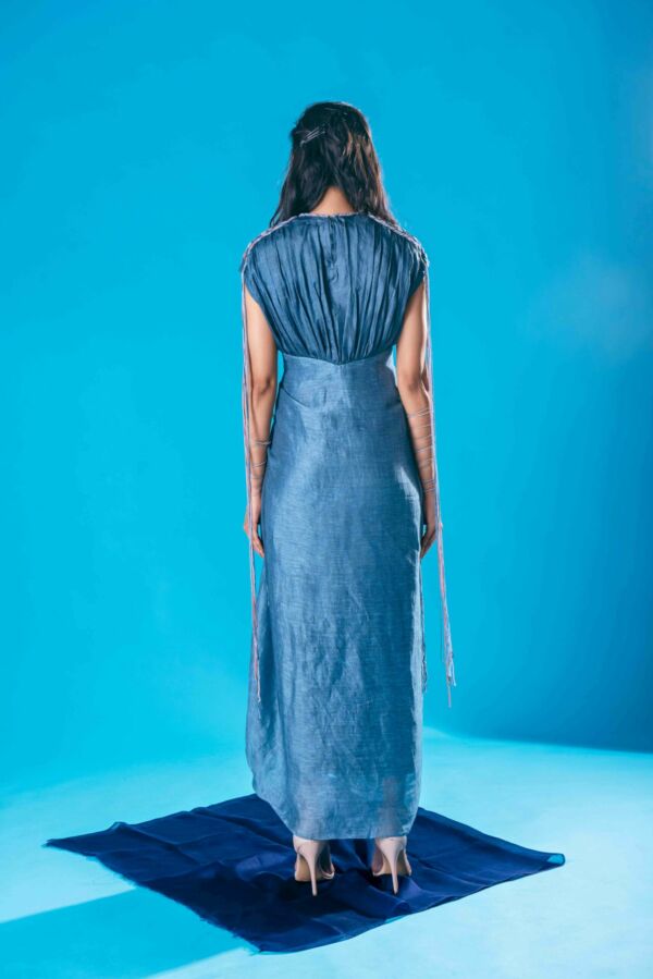 Pleated Tussar Silk and Linen Dress
