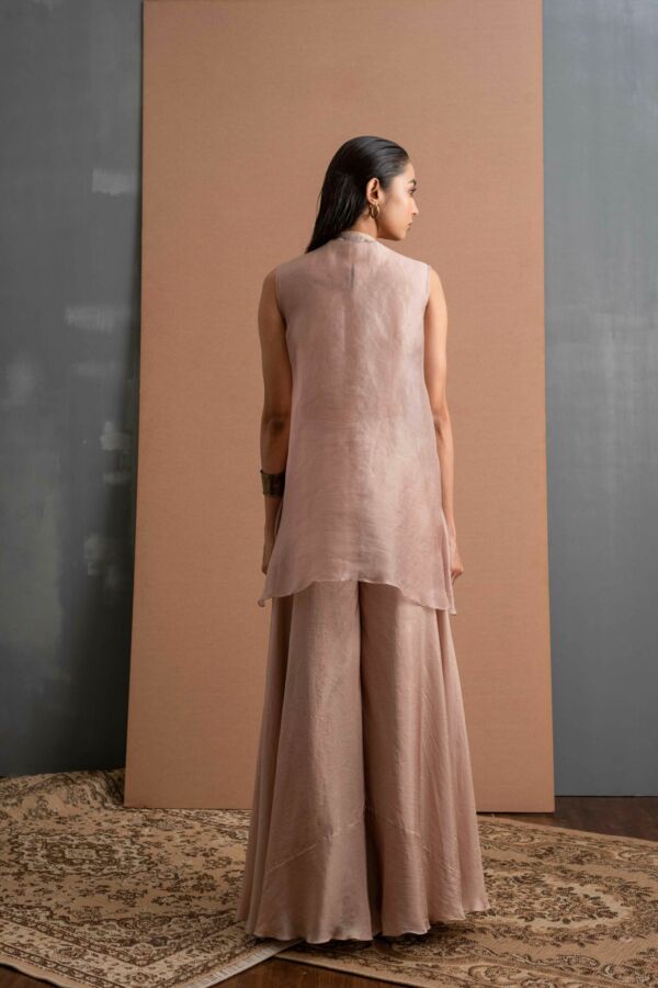 Silk jacket and flared pant set