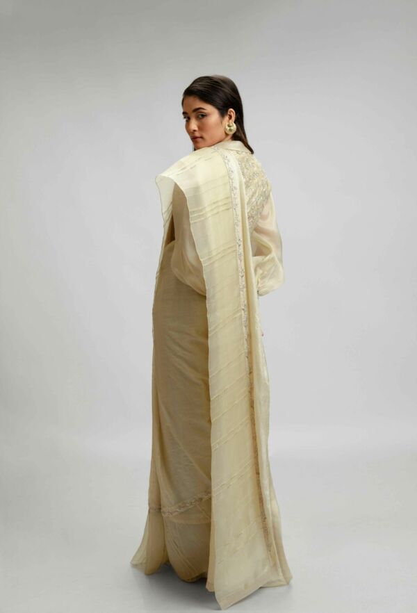 Tussar Silk And Organza Saree Set