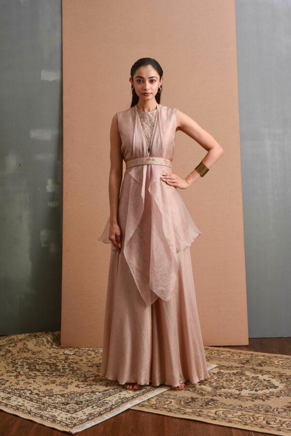 Silk jacket and flared pant set
