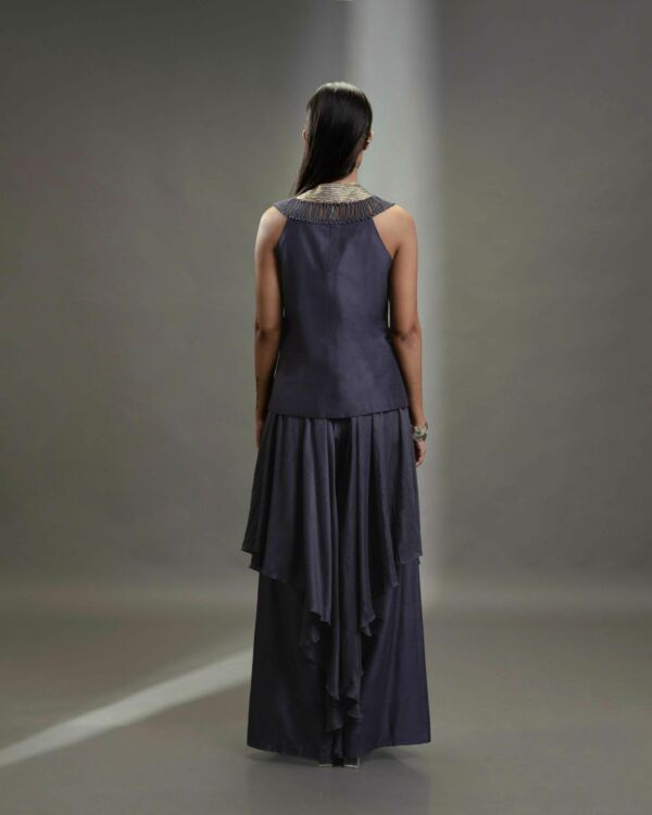 Silk jacket and layered pant set