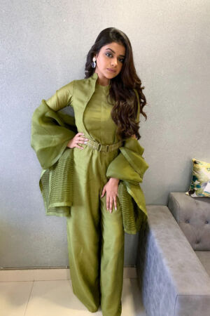 Silk Jumpsuit And Dupatta Set