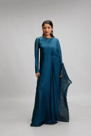 Silk Dress With Textured Panel