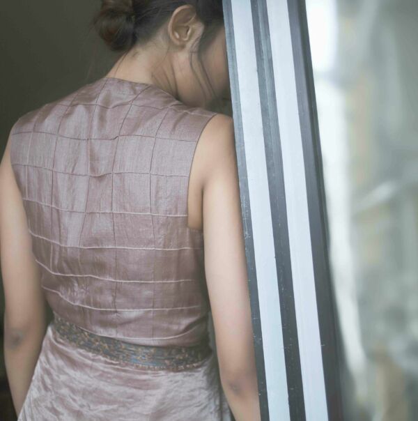 Silk embroidered dress and wrap skirt