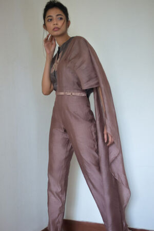 Silk Trouser Set With an Extended Drape