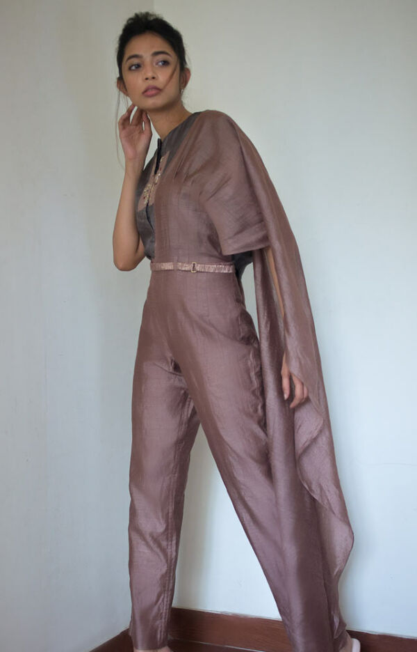 Silk Trouser Set With an Extended Drape