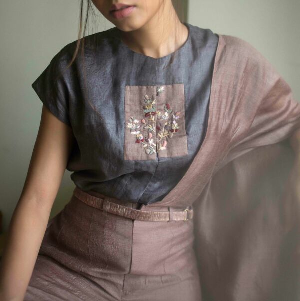 Silk Trouser Set With an Extended Drape