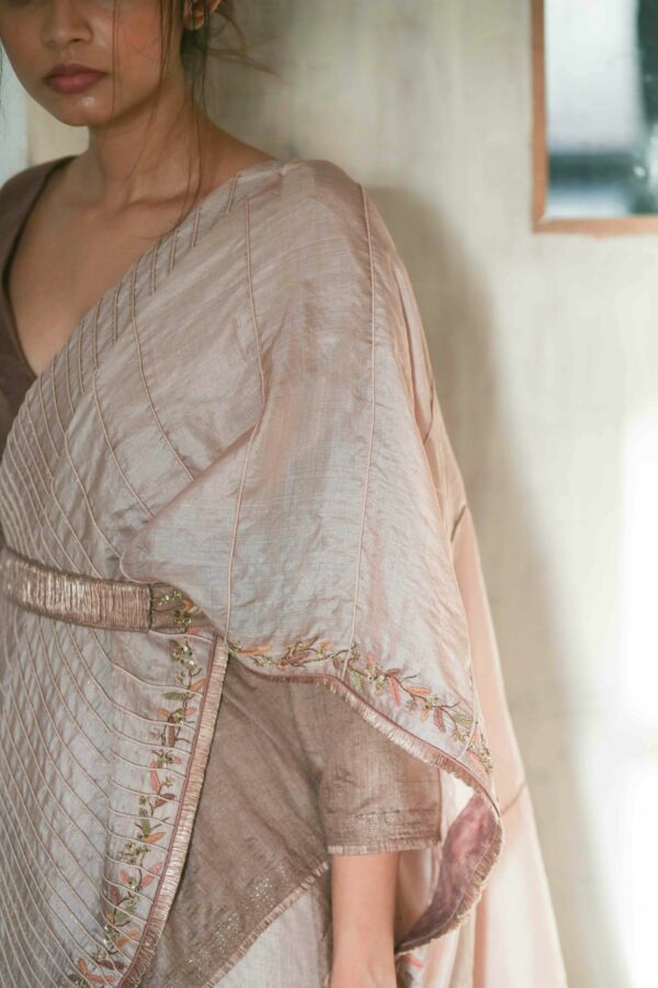 Tussar silk corded saree set