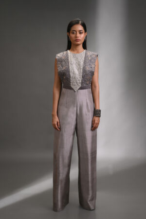 Silk Jumpsuit With Bib Top