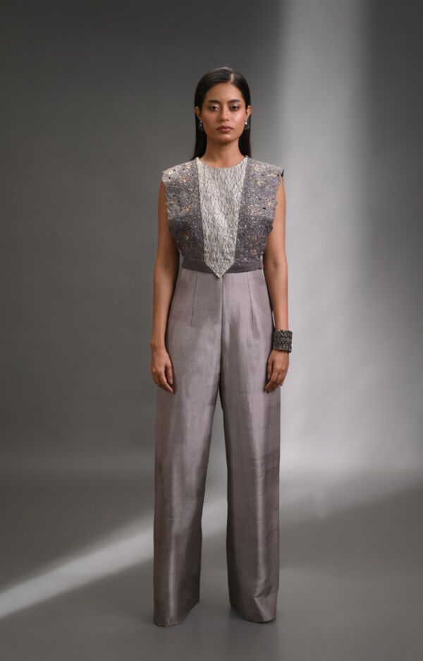Silk Jumpsuit With Bib Top