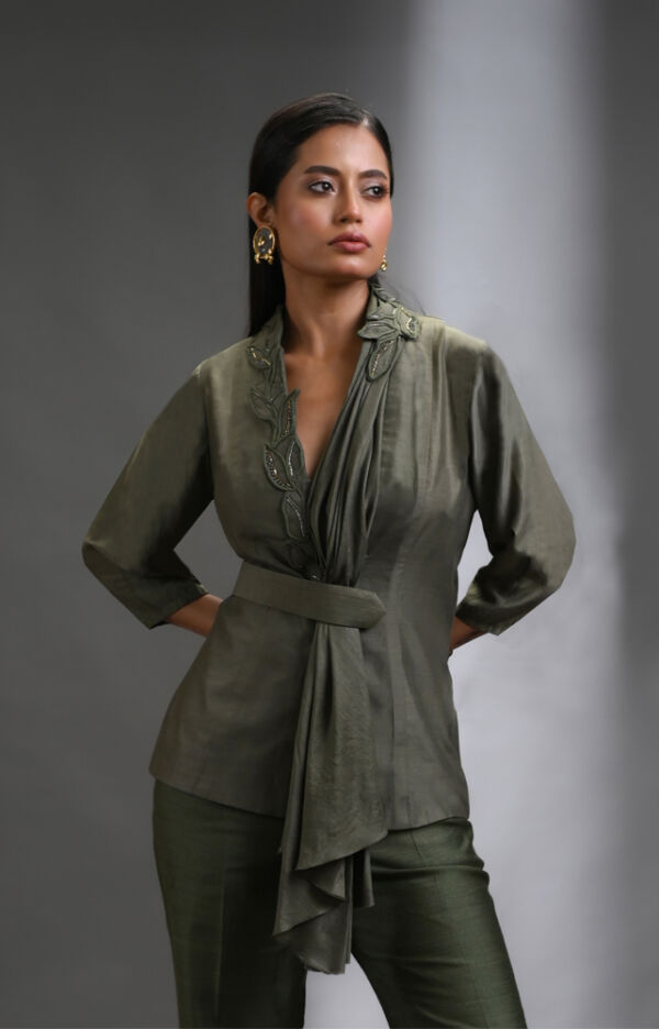 Silk Top With Detailed Collar