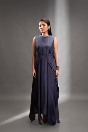 Graphite Blue Silk Dress