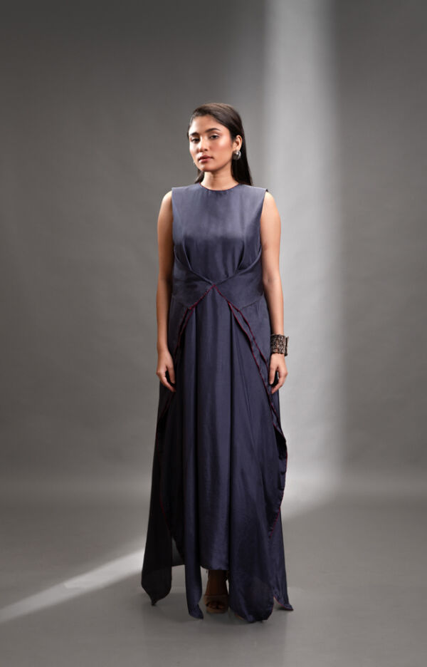 Graphite Blue Silk Dress