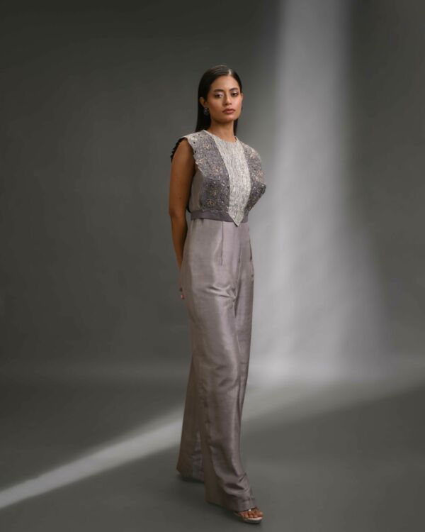 Silk Jumpsuit With Bib Top