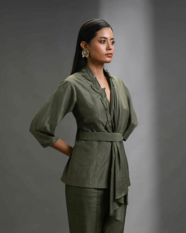 Silk Top With Detailed Collar