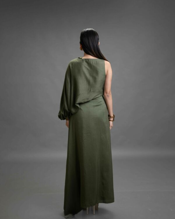 Silk  Draped Top And Skirt Set